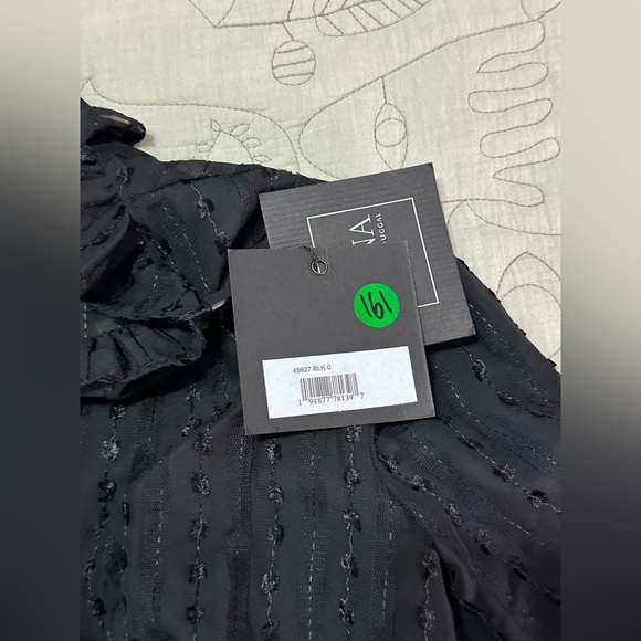 NWT Mac Duggal Embroidered Long Sleeve Ruffle Dress Sz 0 Black Style #49627 - Picture 6 of 9